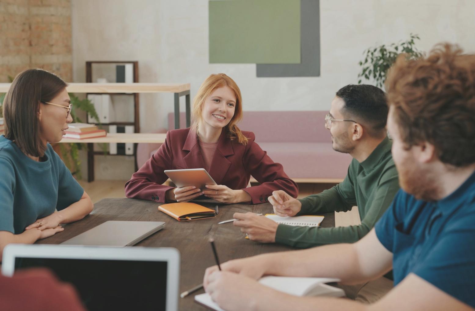 Team members practicing structured decision techniques